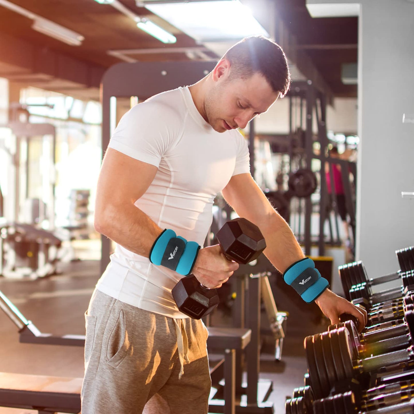 Vivitory Ankle Weights for Women & Men, Leg Weights from 2.2 to 6.6 Lbs Per Pair, Arm Weights, Ankle Wrist Weights Set for Strength Training, Jogging, Gymnastics, Aerobics, Physical Therapy (1 lb each (2 lbs pair), Sky Blue)