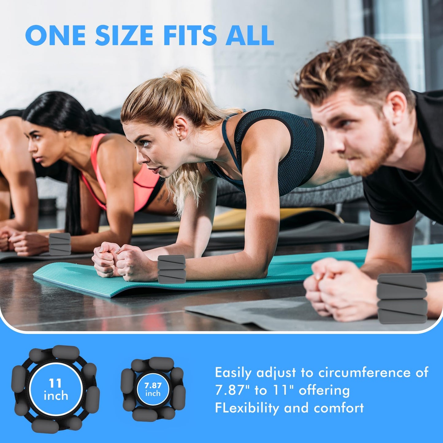Wrist Weights, Ankle Weights for Women Men, Adjustable Wrist Weighted Bracelet for Home Gym Workout, Running, Yoga, Exercise, Strength Training, Set of 2 (1LB Each)-Grey