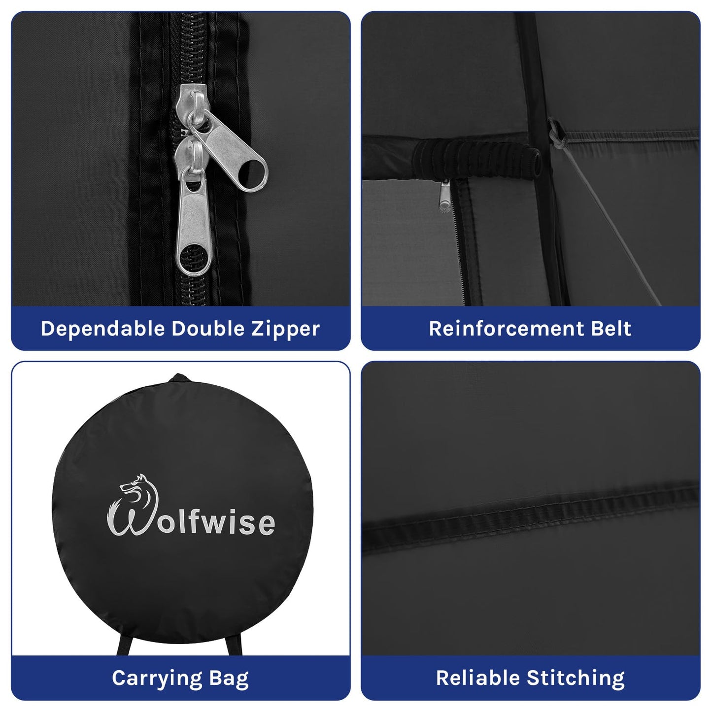 Wolfwise Pop Up Changing Tent for Beach, Camping Portable Shower Tents, Outdoor Privacy Bathroom, Change Dressing Clothes Porta Potty Tent Pop Up Instant for Camp, Toilet, Black
