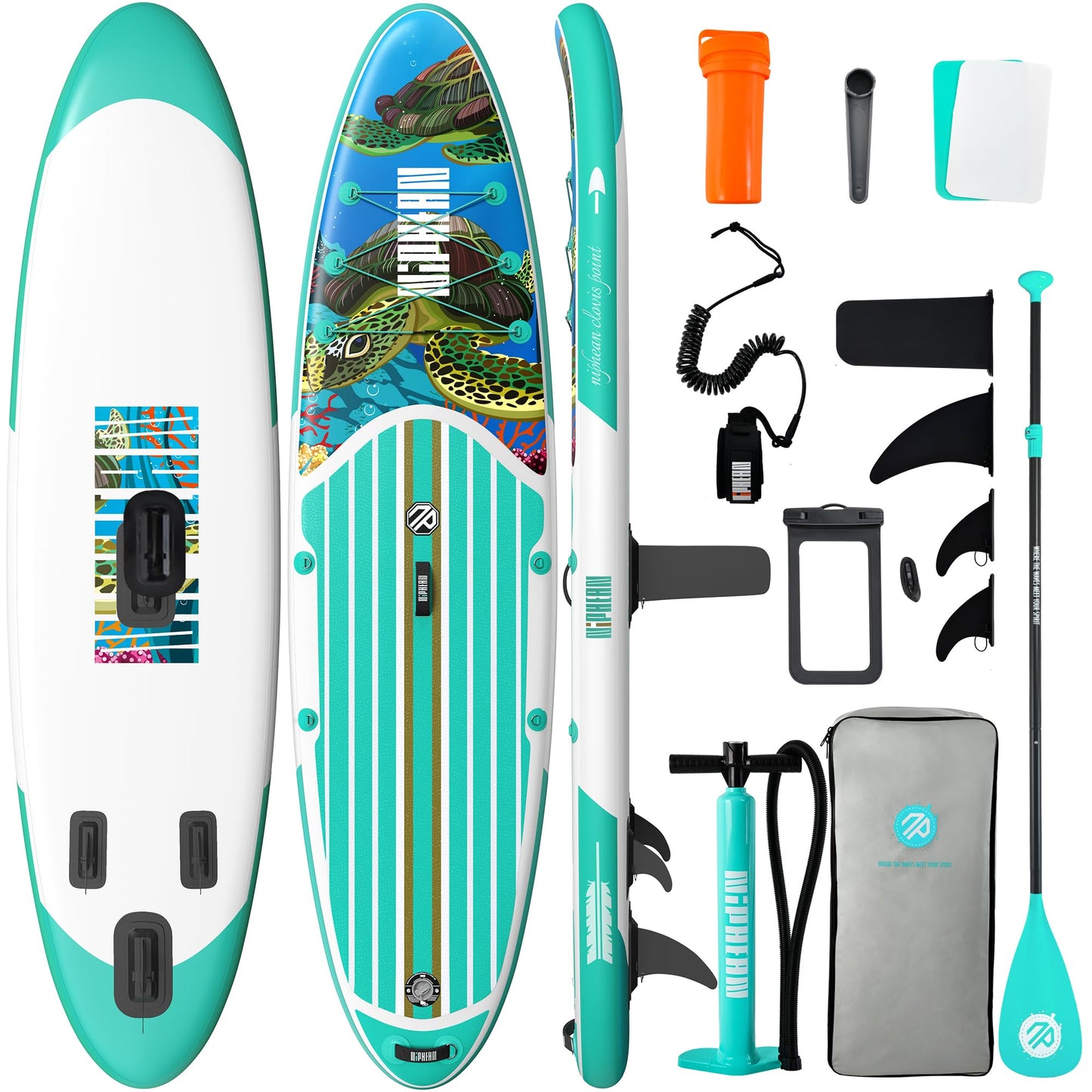 Niphean Inflatable Stand Up Paddle Board with Balanced Wing Design and SUP Accessories, Anti-Slip EVA Deck, 10’6’’ Inflatable Paddle Boards for Adults & Youth of All Skill Levels