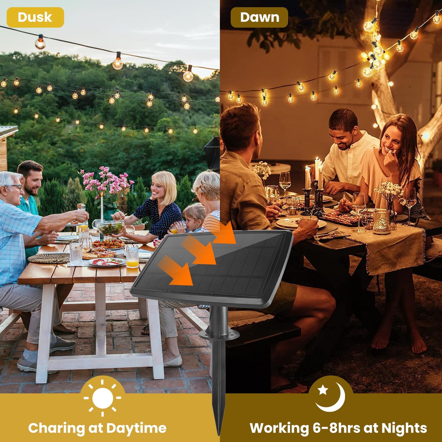 100FT Solar String Lights Outdoor Waterproof with Remote, G40 Solar Powered String Lights with 30+2 LED Shatterproof Bulbs, Dimmable Solar Patio Hanging Lights for Outside Backyard Party