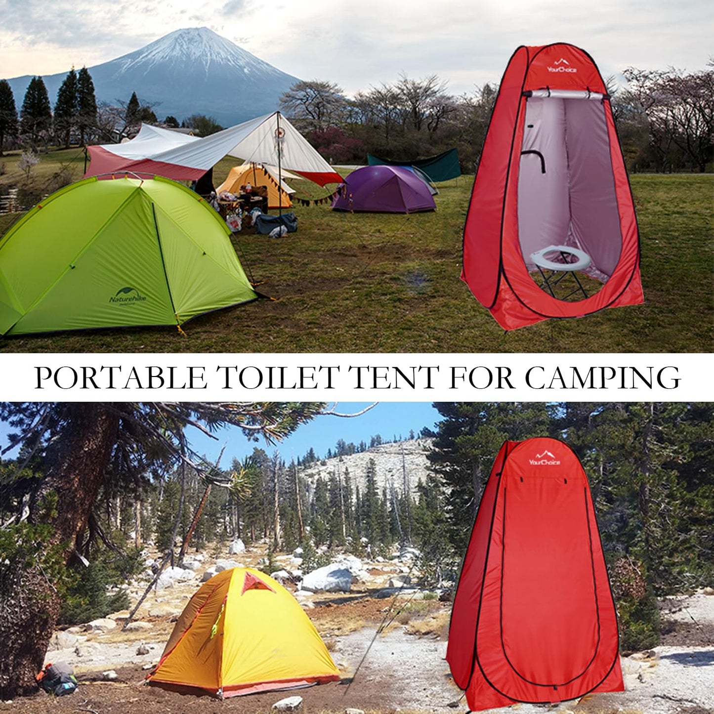 Your Choice Pop Up Privacy Shower Tent - Portable Changing Tent for Camping, Beach & Hiking - 6.2FT Lightweight with Carry Bag, Quick Setup & Full Coverage - Red