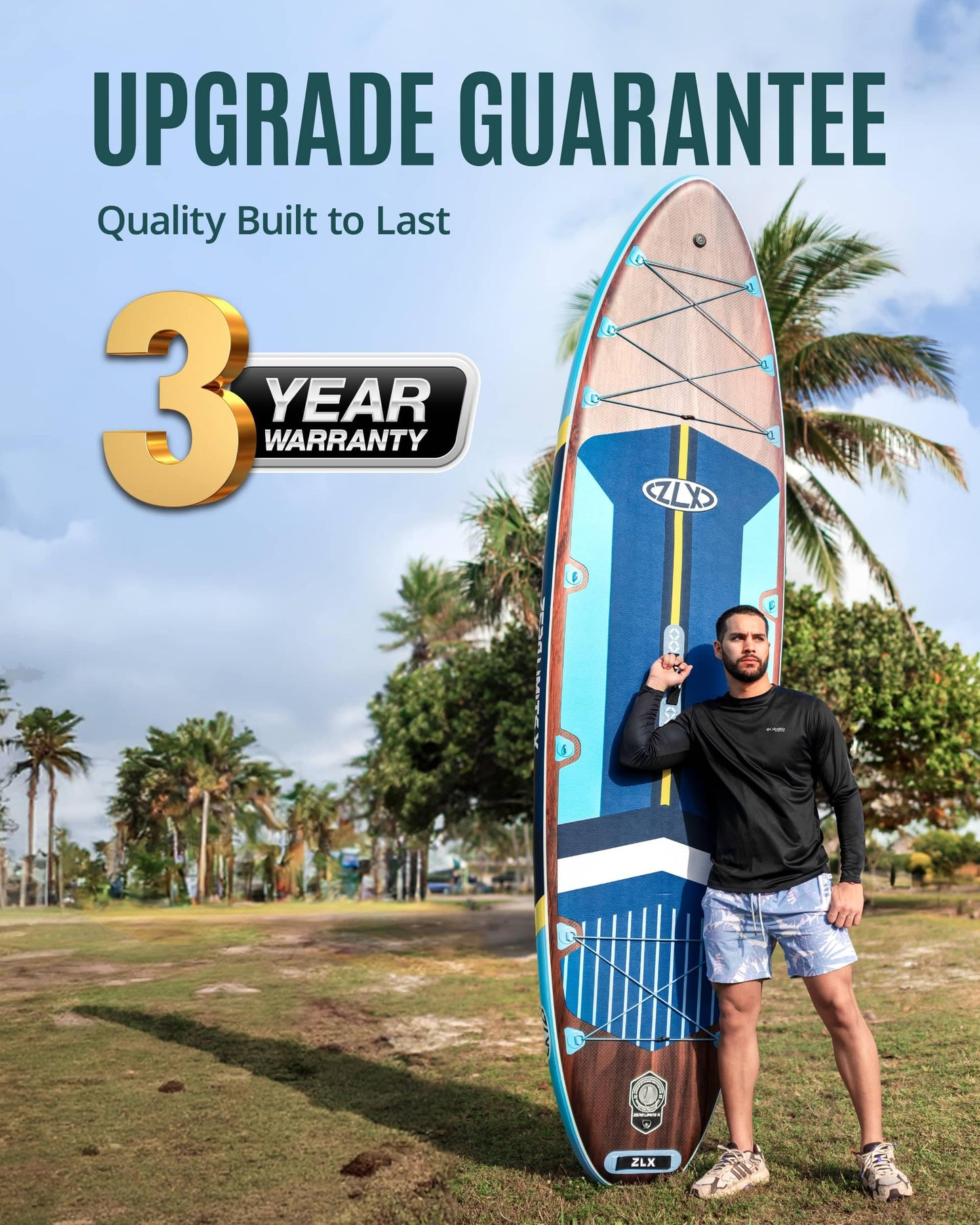 ZLX 11'6" Extra Wide Inflatable Stand Up Paddle Board SUP | Stable Non-Slip Deck Pad, Unique Fin System and Premium iSUP Accessories - Portable Backpack & Upgraded Pump for Adults, All Skill Levels