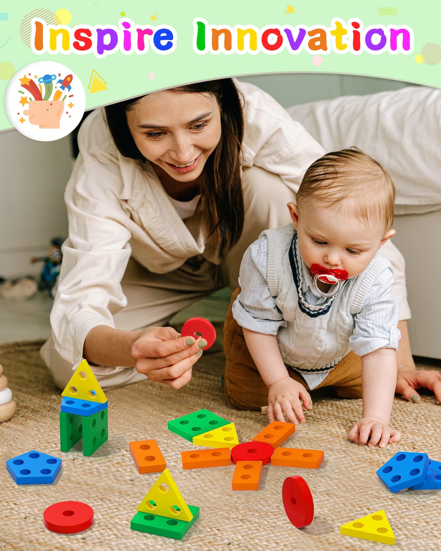 Yetonamr Montessori Toys for 1 2 3 Years Old Boys Girls Birthday Gifts, Wooden Sensory Toys for Ages 2-4 Kids Baby, Toddler Learning Toy Activities Puzzles Ages 1-3