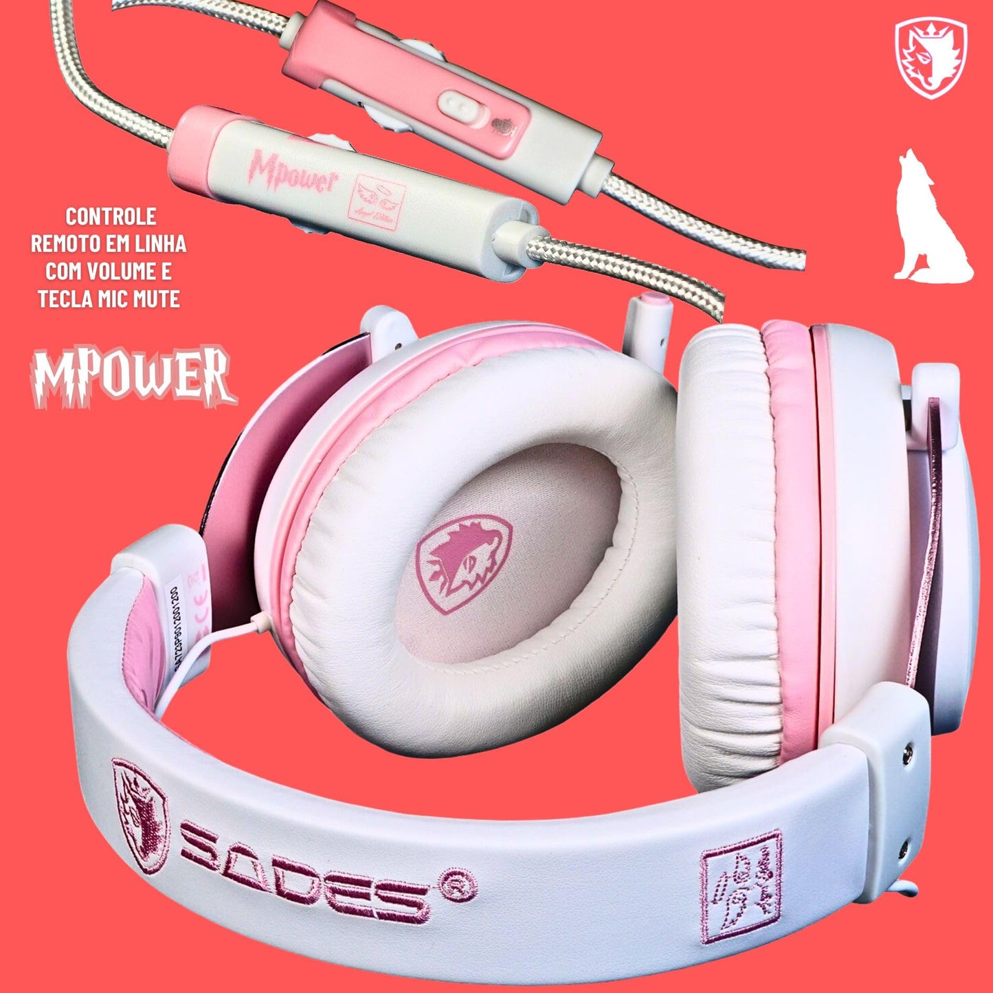 SADES MPOWER Stereo Gaming Headset for PS4, PC, Mobile, Noise Cancelling Over Ear Headphones with Retractable and Flexible Mic & Soft Memory Earmuffs for Laptop Nintendo Switch Games-Angel Edition