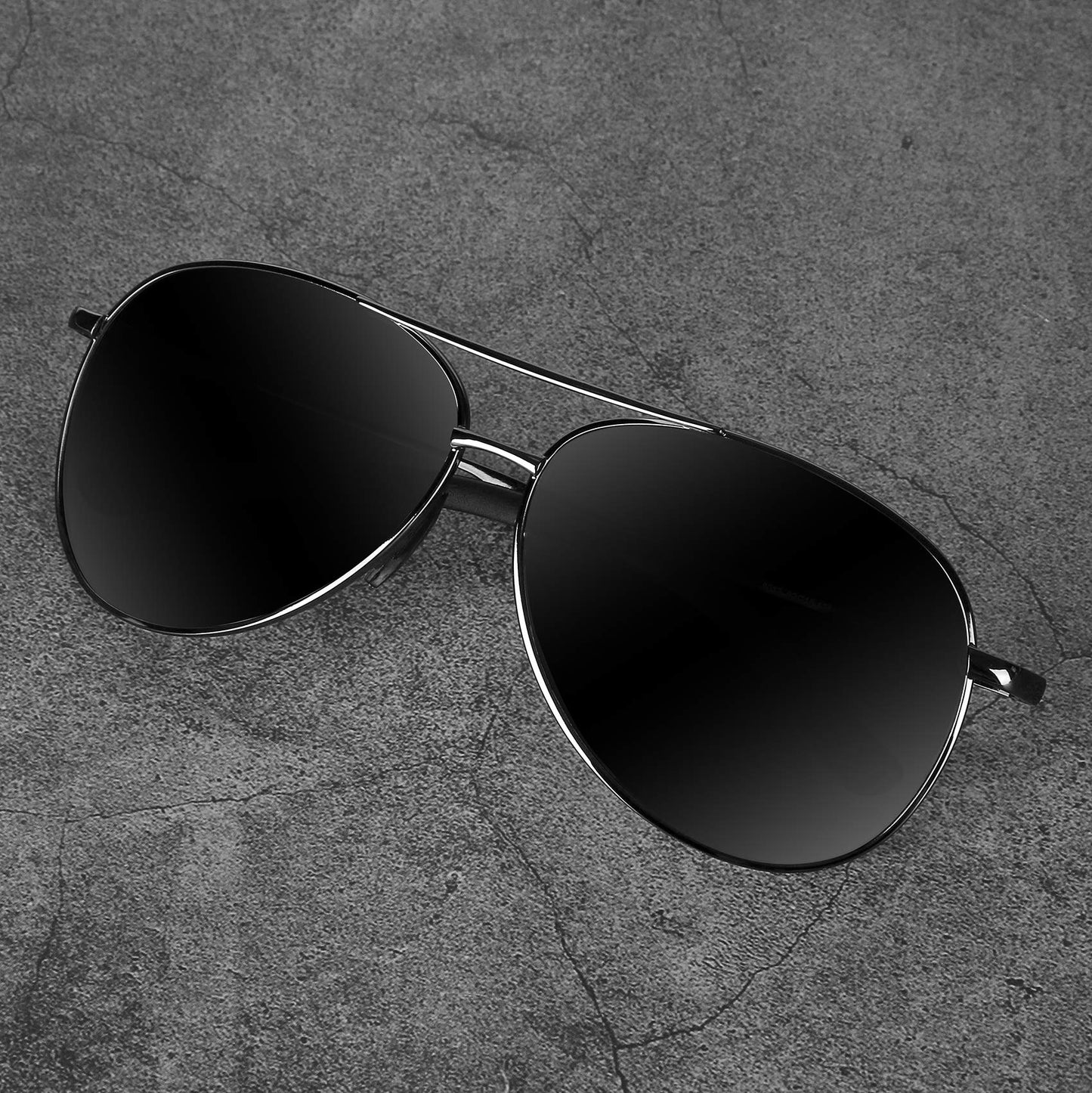 mxnx Aviator Sunglasses for Men Polarized Women UV Protection Lightweight Driving Fishing Sports Unisex glasses MX208 Gun Frame Black Lens