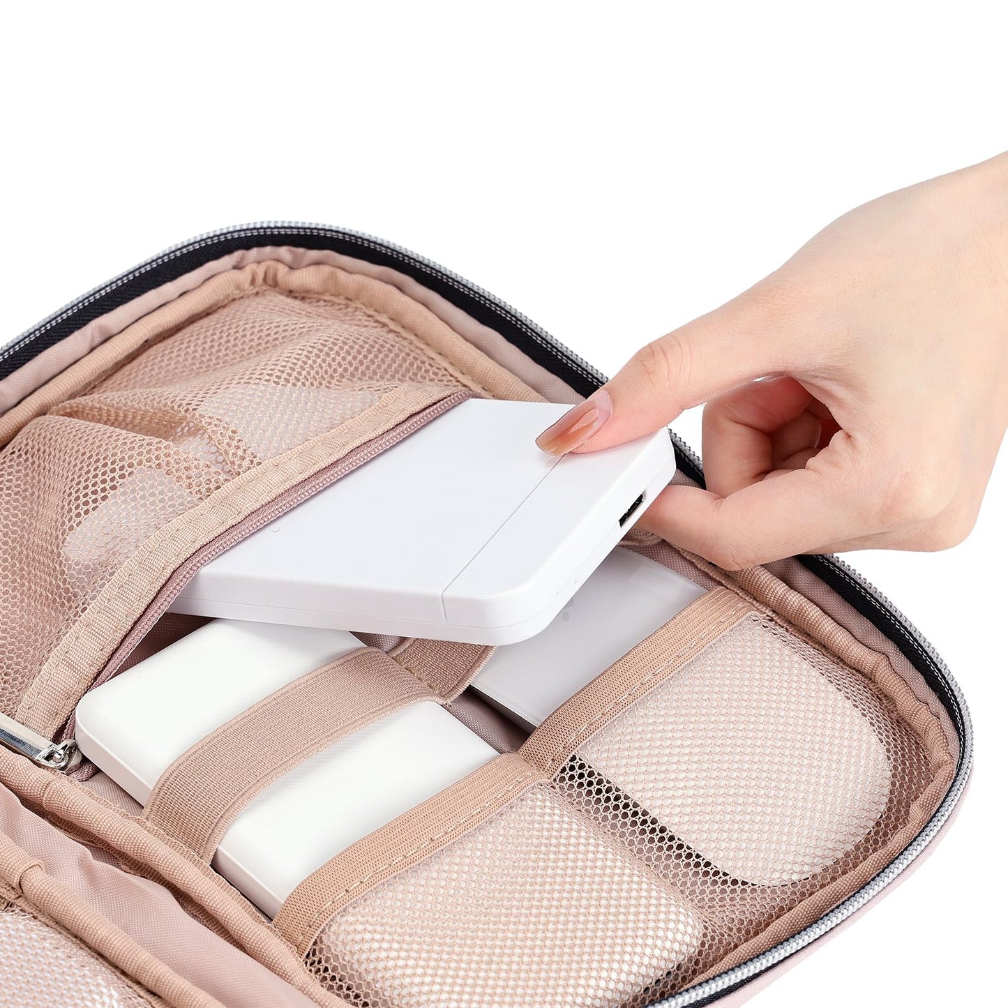 BELALIFE Portable Travel Cable Organizer Bag, Tech Storage Bag for Cord, Charger, Phone, Earphone, Hard Drive, USB, SD Card and Electronic Accessories, Pink