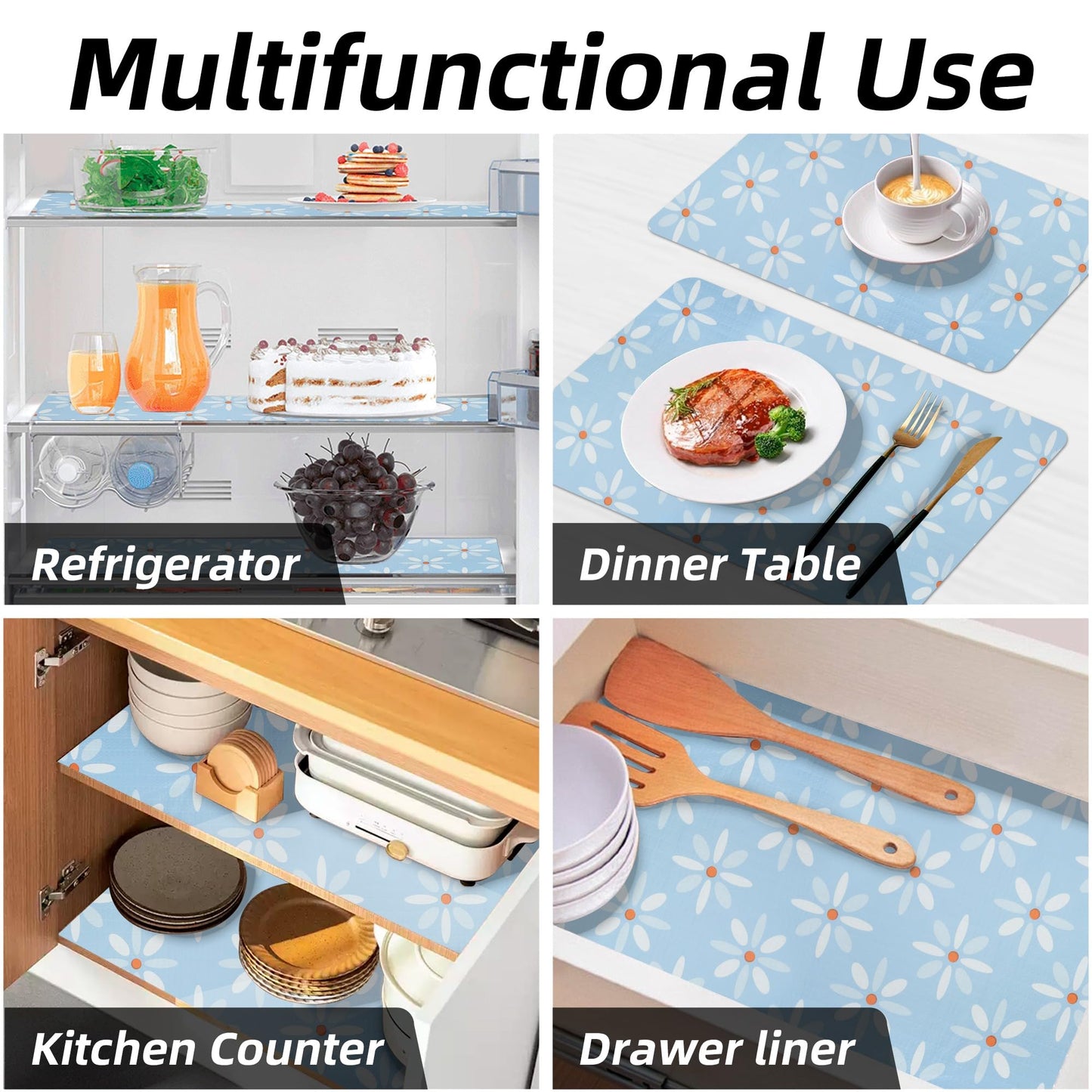 18" W x 96" L Floral Drawer and Shelf Liner for Cabinets, Non-Adhesive Strong Grip Non-Slip Flower Shelf Cabinet Kitchen Shelf Liners for Kitchen Cabinets