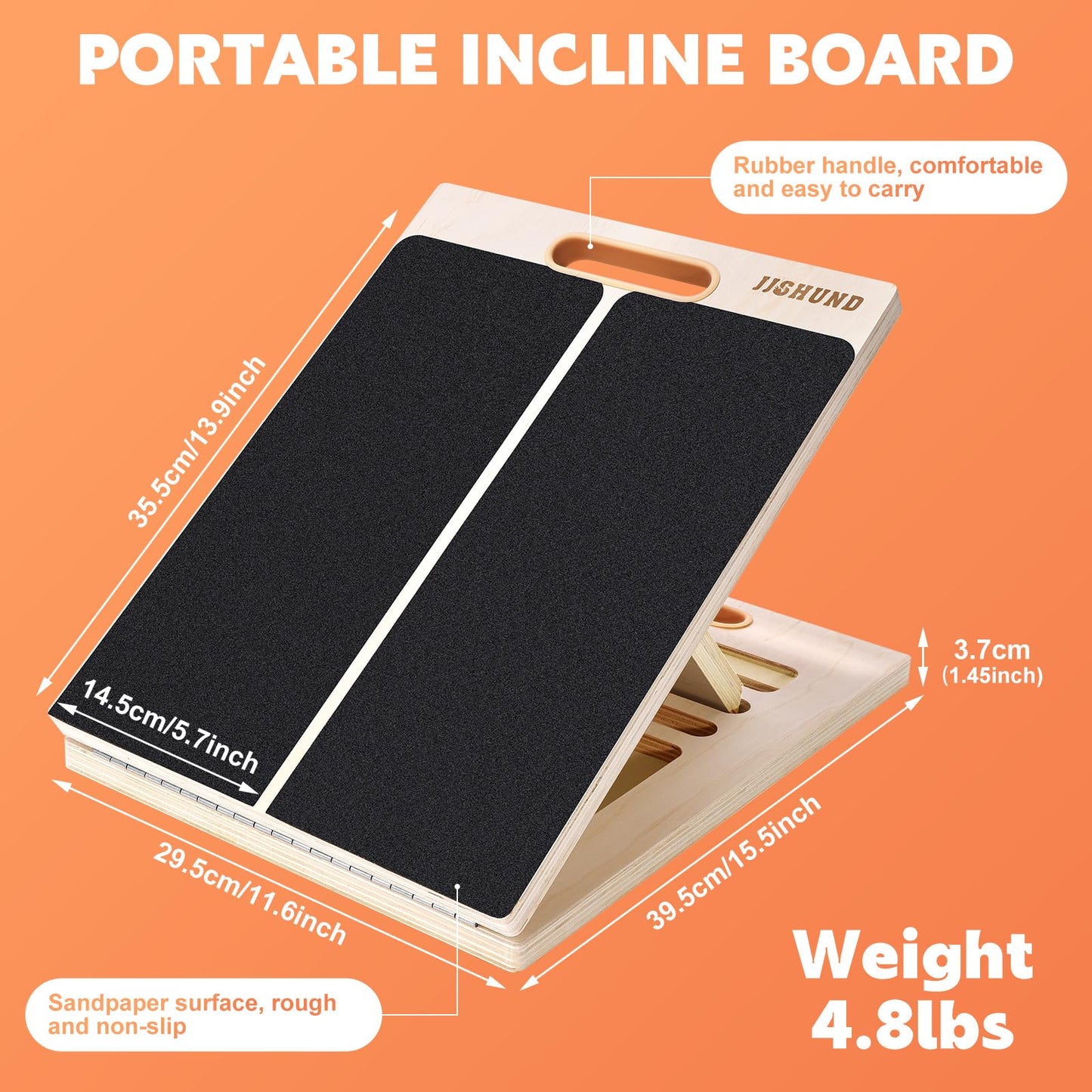 Portable Slant Board for Calf Stretching, Adjustable Wooden Calf Stretcher Incline Board, Calf Stretch Board for Squats Leg Knees Heel Ankle Stretching