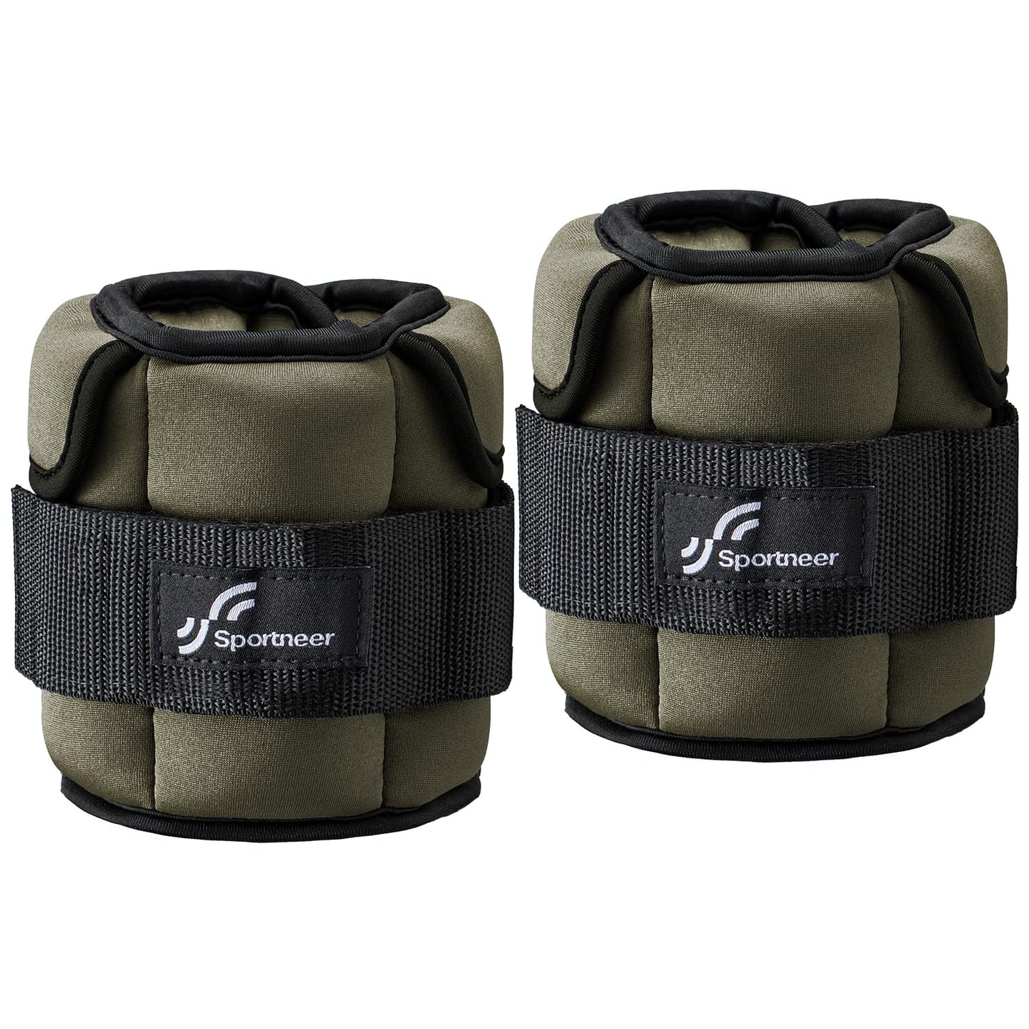 Sportneer Adjustable Ankle Weights for Women and Men:1 Pair 1 2 3 4 6 7 8 10 lbs Upgraded Easily Adjustable Leg Weight, Weighted Wrist Weight Strap for Gym, Fitness, Workout, Walking, Dancing (Army Green, 5 lbs x 2)