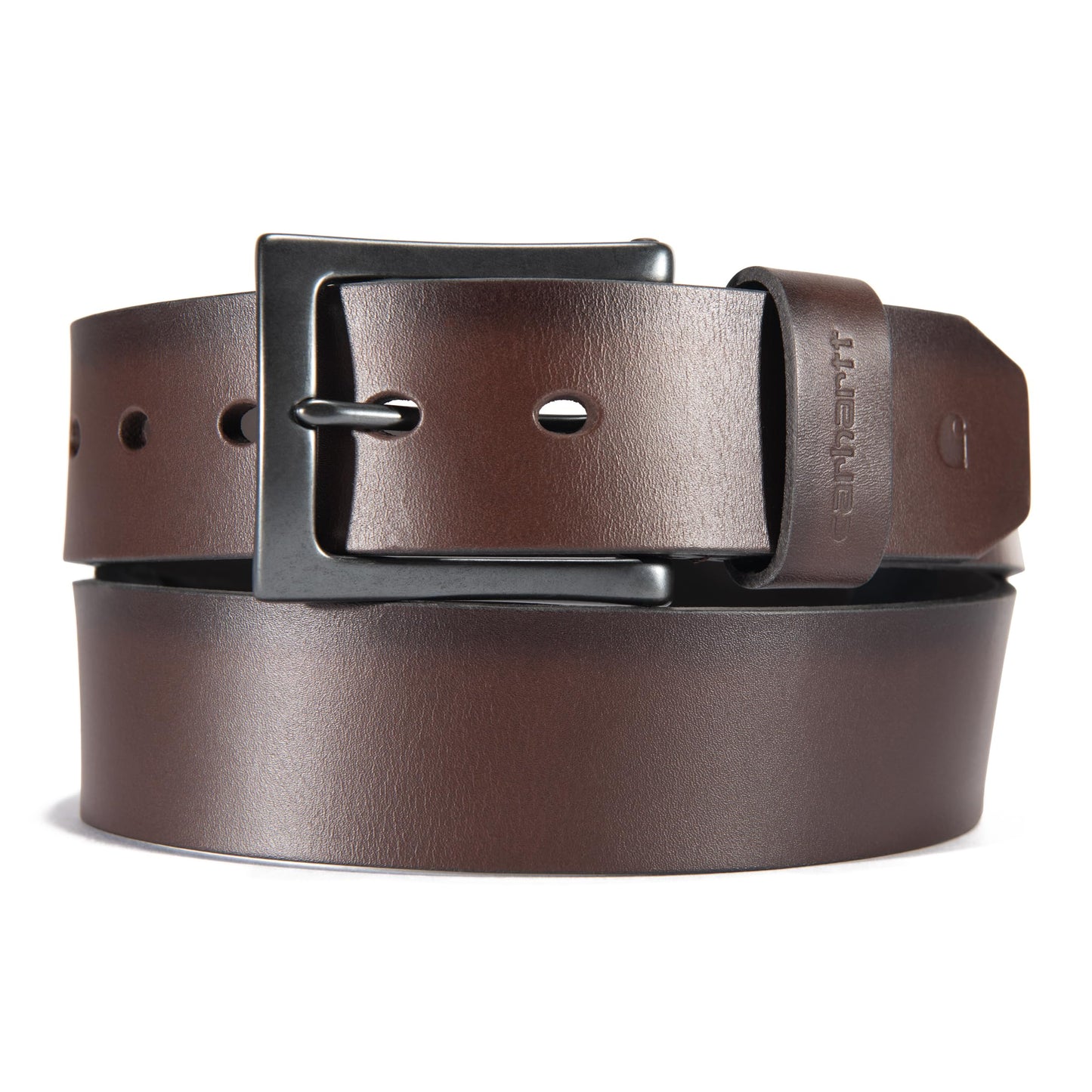 Carhartt Men's Rugged Full Grain Burnished Leather Box Buckle Belts, w/Antique Harness Buckle Hardware, Brown, 42