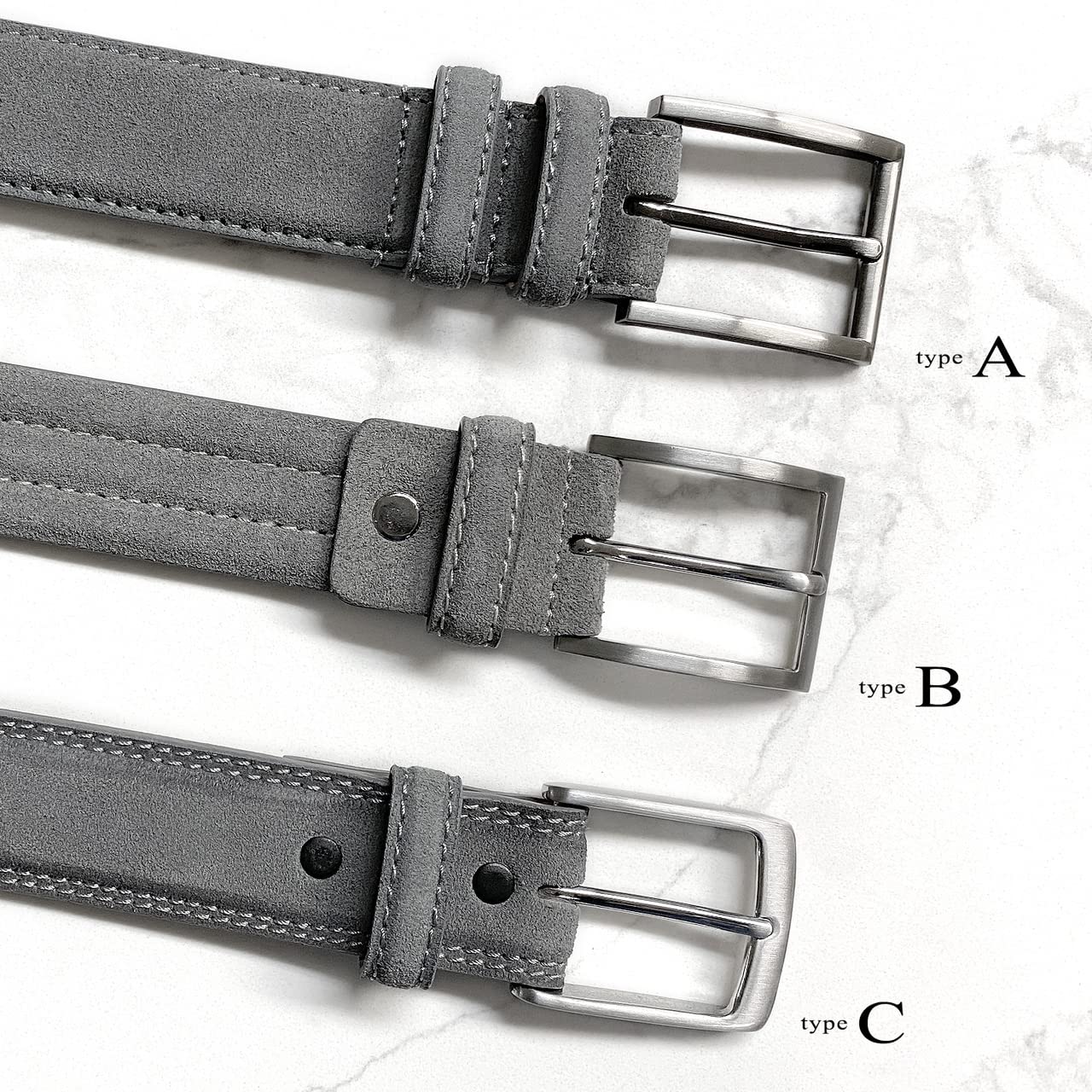 19000 Men's Suede Belt Genuine Leather Casual Dress Belt 1-3/8"(35mm) Wide (Gray, 40)