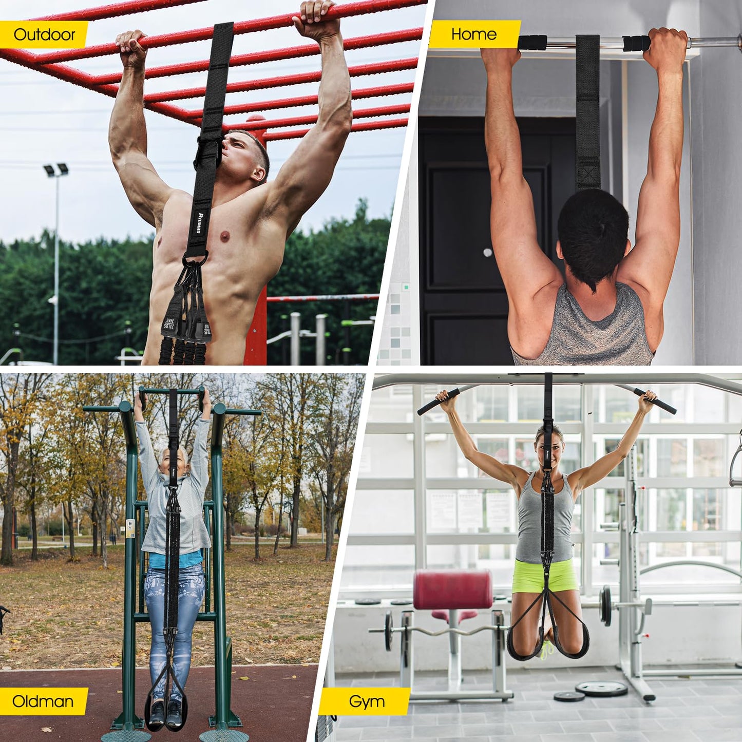 Ayombo Pull Up Assistance Bands, Resistance Bands for Pull Up Bar Workout, Adjustable Heavy Duty Pull Up Assist Equipment with 4 Assistance Bands, Home Gym Strength Training, Fitness Best Partner
