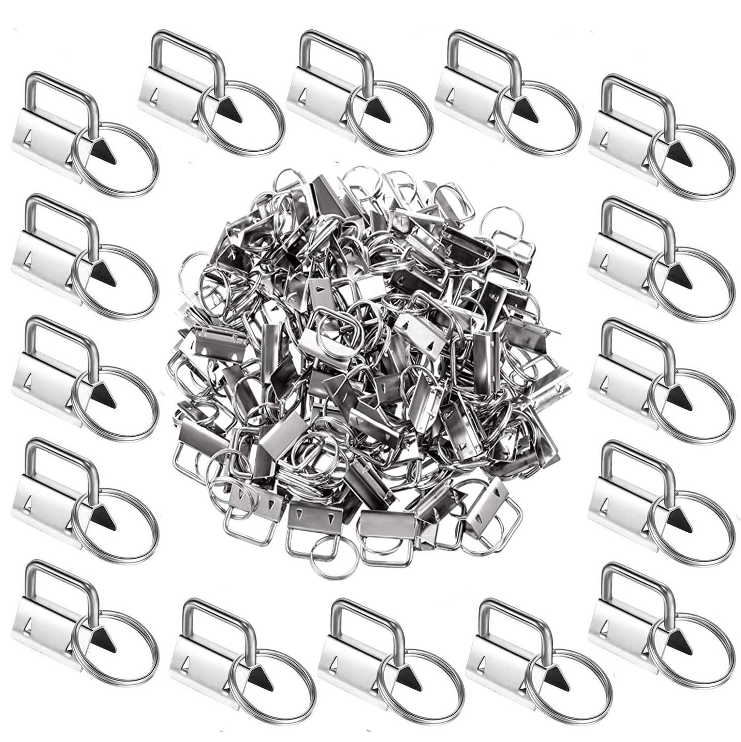 45Pcs 1 inch Silver Key Fob Hardware Kits 1” Metal Keyfobs Hardware Bulk for Keychains Fob Wristlet Hardware with Key Ring for Lanyard