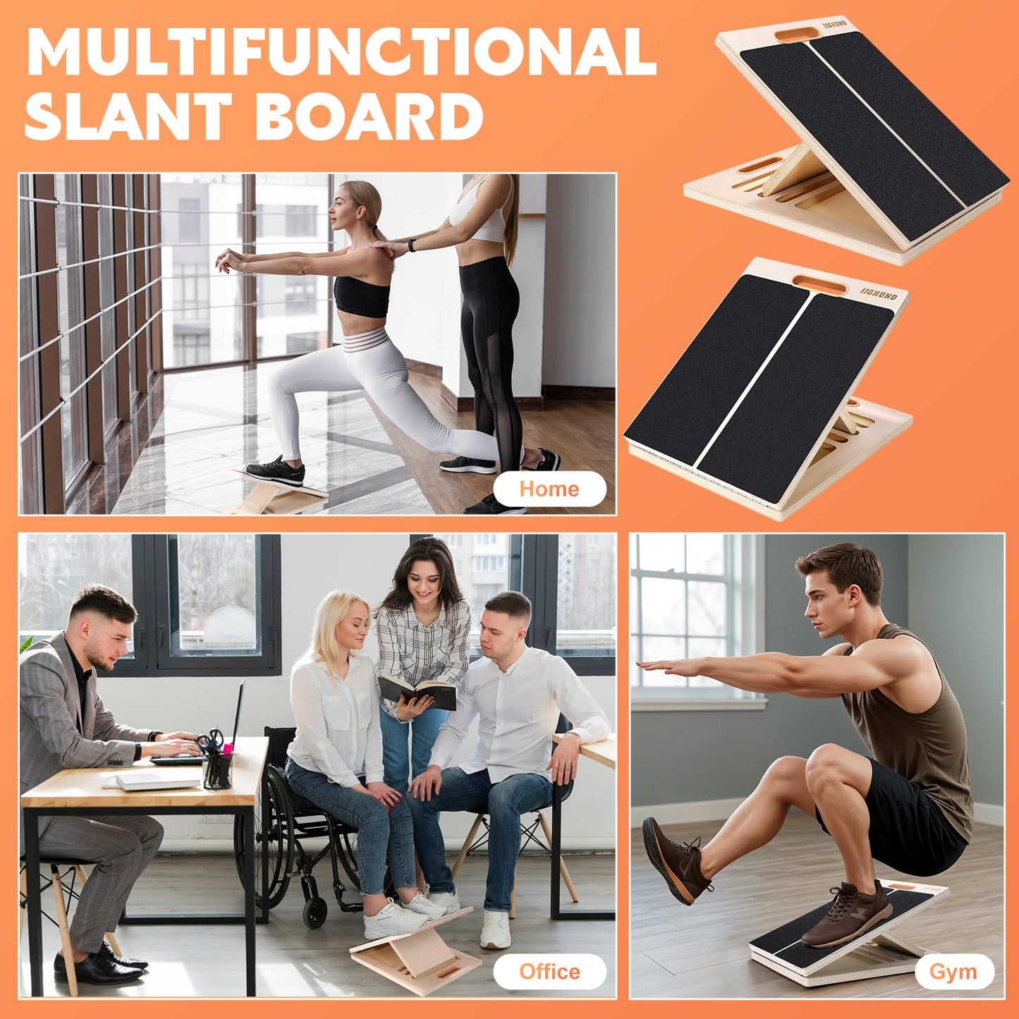 Portable Slant Board for Calf Stretching, Adjustable Wooden Calf Stretcher Incline Board, Calf Stretch Board for Squats Leg Knees Heel Ankle Stretching