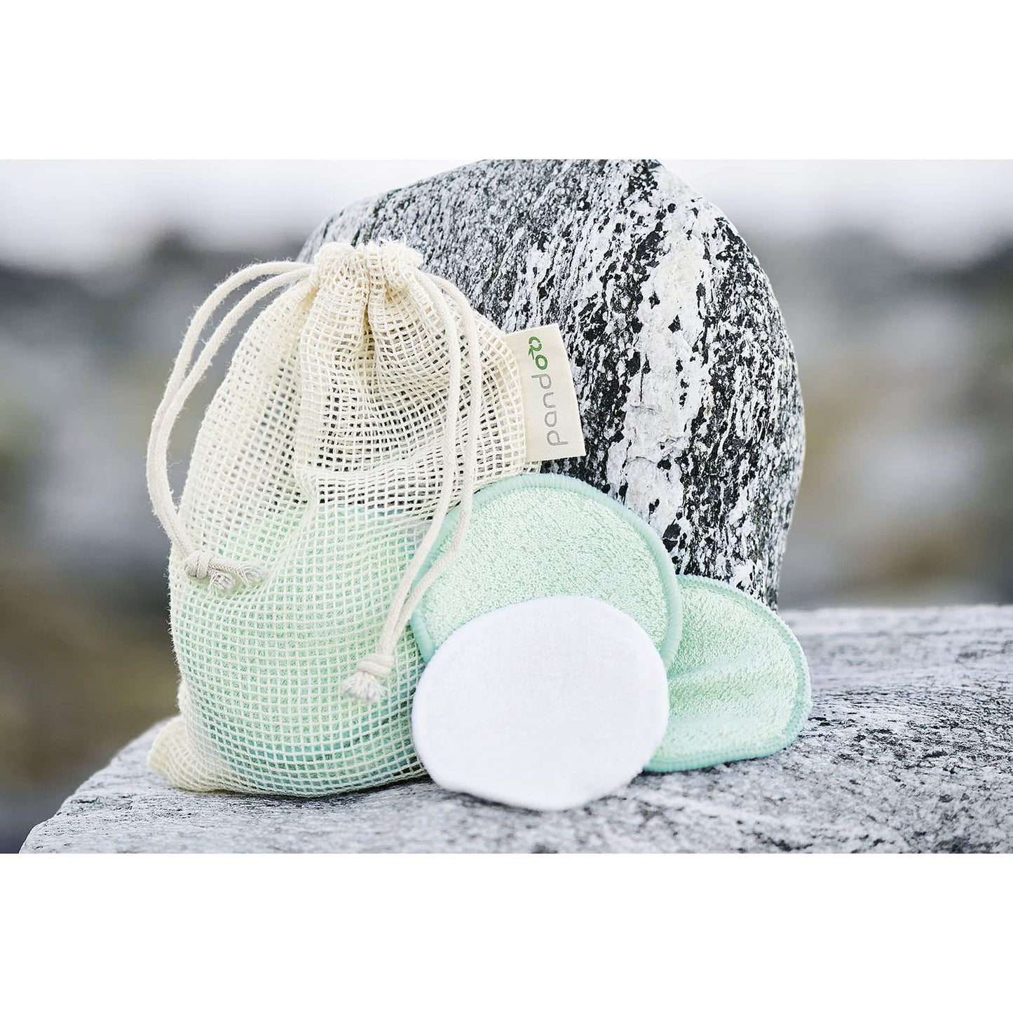 Pandoo 10 reusable make-up pads made of bamboo and cotton, washable, make-up remover, Less Waste Extremely soft, perfect for face cleansing and baby