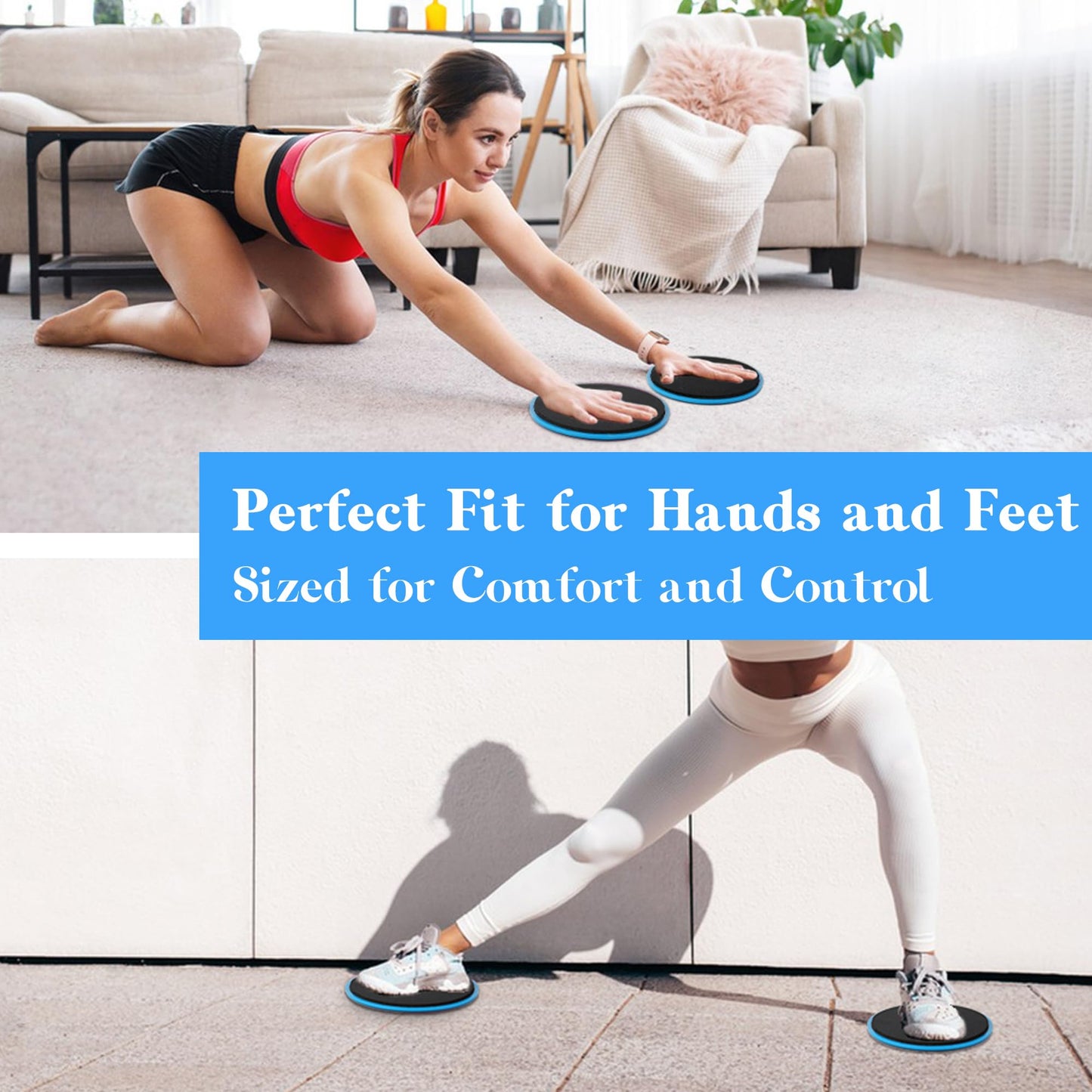 ZILLEEN Exercise Sliders for Working Out Blue Fitness Discs for Pilates Women Men, 2 Pack
