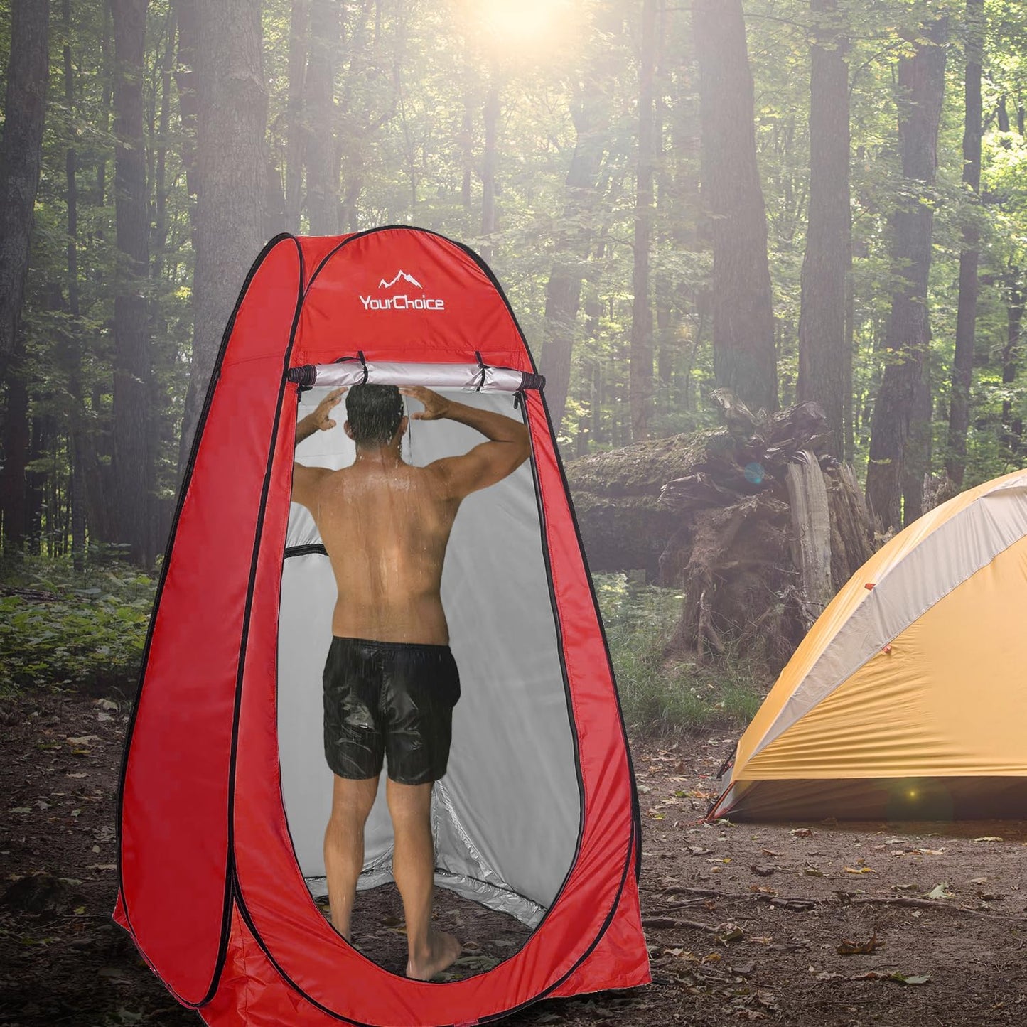 Your Choice Pop Up Privacy Shower Tent - Portable Changing Tent for Camping, Beach & Hiking - 6.2FT Lightweight with Carry Bag, Quick Setup & Full Coverage - Red