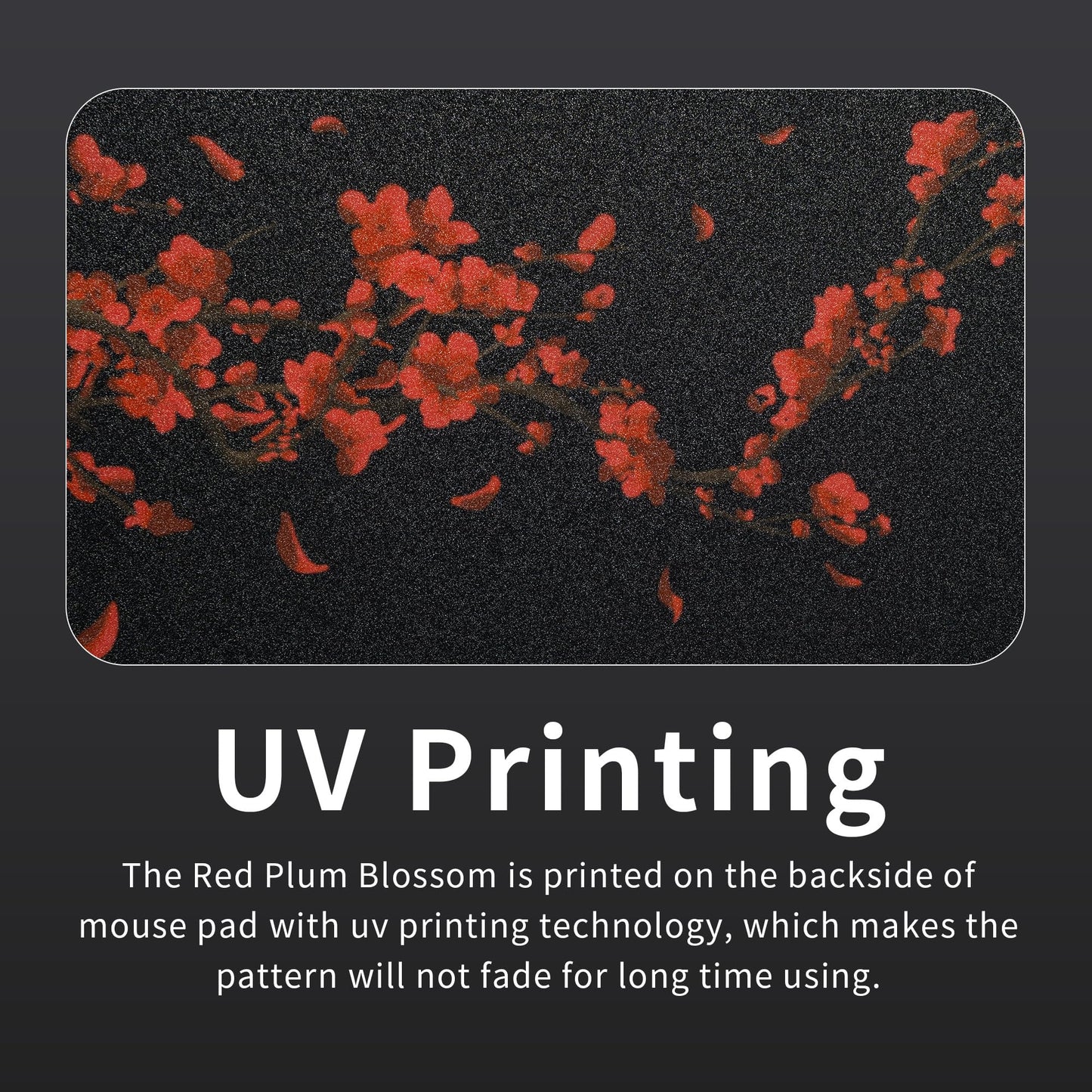 XVX Glass Gaming Mousepad, Black Plum Blossoms Hard Mouse Pads for Gaming, Professional Large Mouse Mat 410mm*310mm, Special Glass Surface with Improved Precision and Speed
