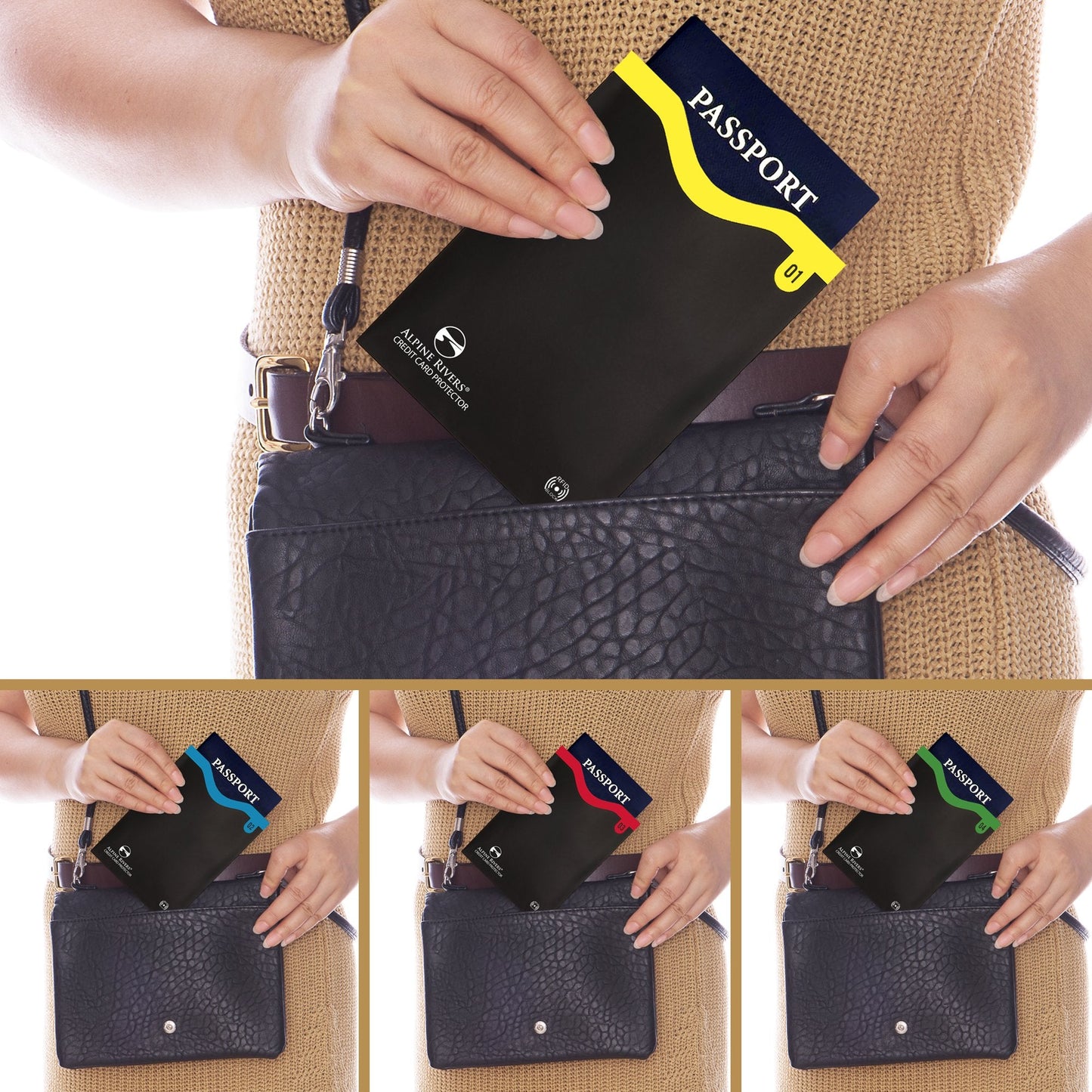 18 RFID Blocking Sleeves Set: 14 Credit Card Holders and 4 Passport Protectors - Premium Identity Theft Protection for Men & Women. Slim Design Fits Wallets & Purses