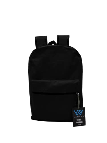 24 Pack Backpack, Bulk 17 inch Lightweight Outdoor Travel Gym Corporate Events Bag (Black)