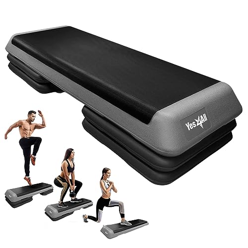 Yes4All Adjustable Workout Aerobic Exercise Step Platform Health Club Size with 4 Adjustable Risers Included and Extra Risers Options - Green Black