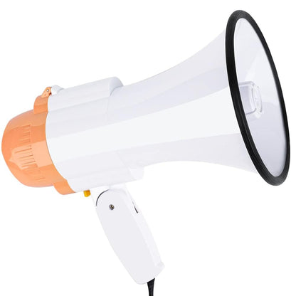 30 Watt Power Portable Megaphone Bullhorn Speaker Voice, Siren/Alarm and 240S Recording with Volume Control and Strap (White Orange)