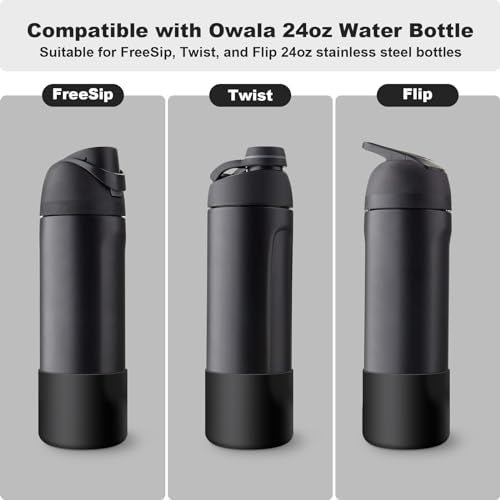 2PCS Silicone Water Bottle Boot for Owala 24 Oz, Anti-Slip Protective Sleeve Bottom Bumper Protector for FreeSip, Twist, and Flip Stainless Steel Water Bottles (Dark Red)