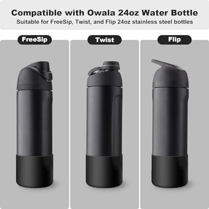 2PCS Silicone Water Bottle Boot for Owala 24 Oz, Anti-Slip Protective Sleeve Bottom Bumper Protector for FreeSip, Twist, and Flip Stainless Steel Water Bottles (Dark Red)