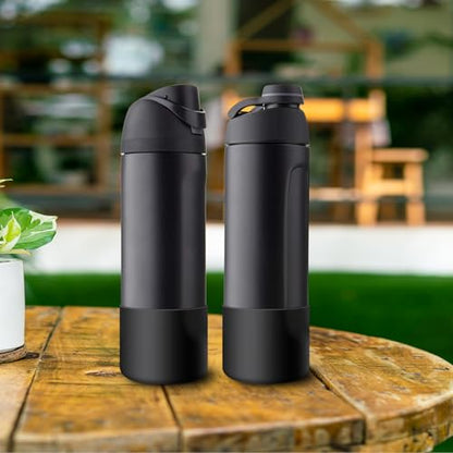 2PCS Silicone Water Bottle Boot for Owala 24 Oz, Anti-Slip Protective Sleeve Bottom Bumper Protector for FreeSip, Twist, and Flip Stainless Steel Water Bottles (Dark Red)