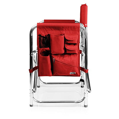 PICNIC TIME Sports Chair with Side Table, Camping Chair, Beach Chair, Camp Chair for Adults (Red)
