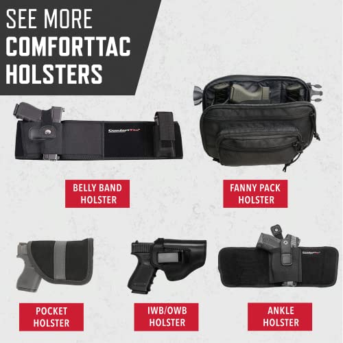 ComfortTac Gun Holsters for Every Day Carry - Ultimate Belly Band Pistol Holster for Men & Women, Belt Compatible with Smith and Wesson, Shield, Glock - Firearm Accessories, Black