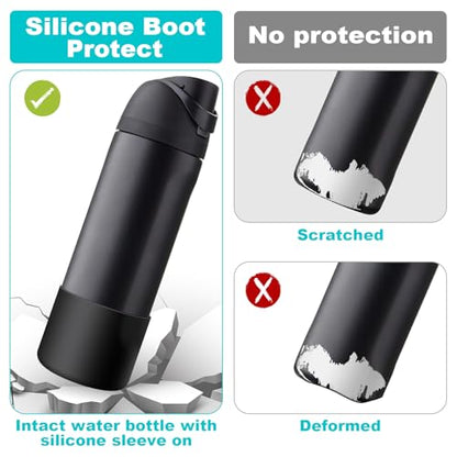 2PCS Silicone Water Bottle Boot for Owala 24 Oz, Anti-Slip Protective Sleeve Bottom Bumper Protector for FreeSip, Twist, and Flip Stainless Steel Water Bottles (Dark Red)