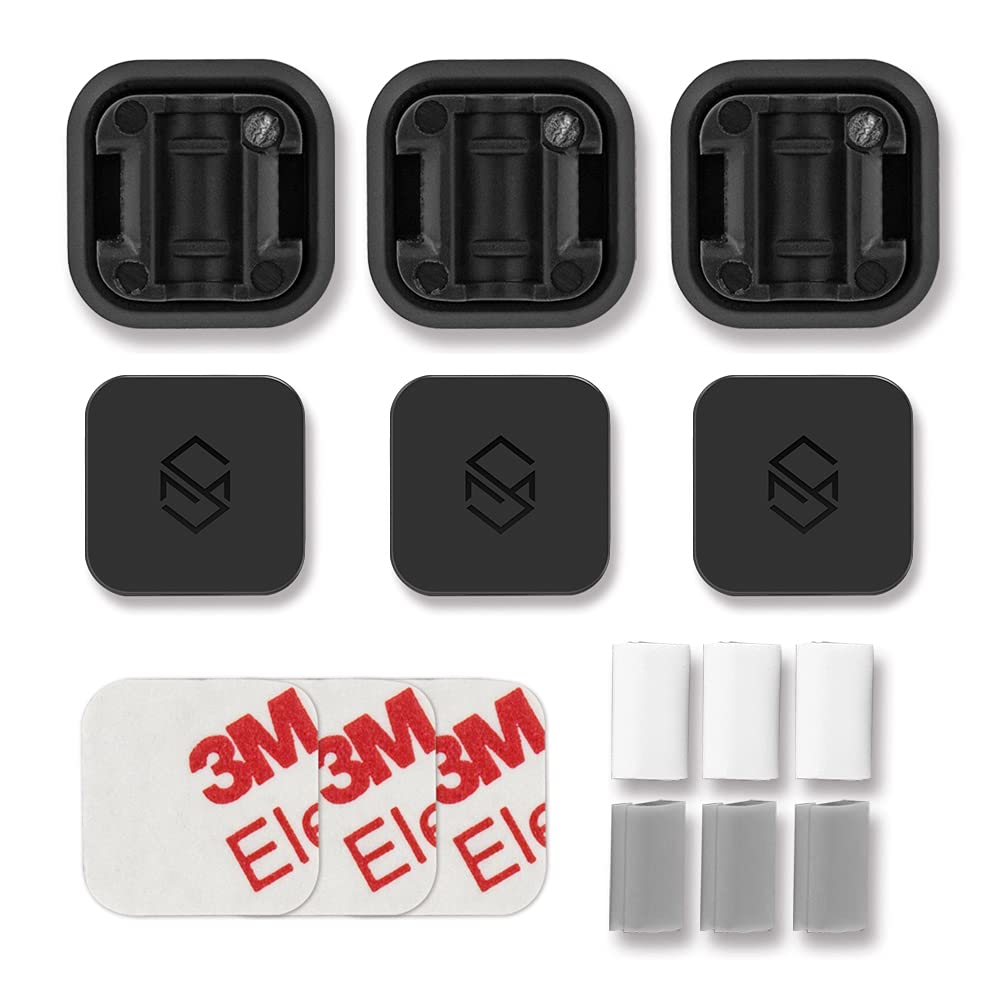 Sinjimoru Magnetic Cable Clips, Multipurpose Cable Management for Car and Office Supplies, Self Adhesive Cable Organizer Clip. Magnetic Cable Holder (Magnetic Cable Holder [3 Pack], Black)