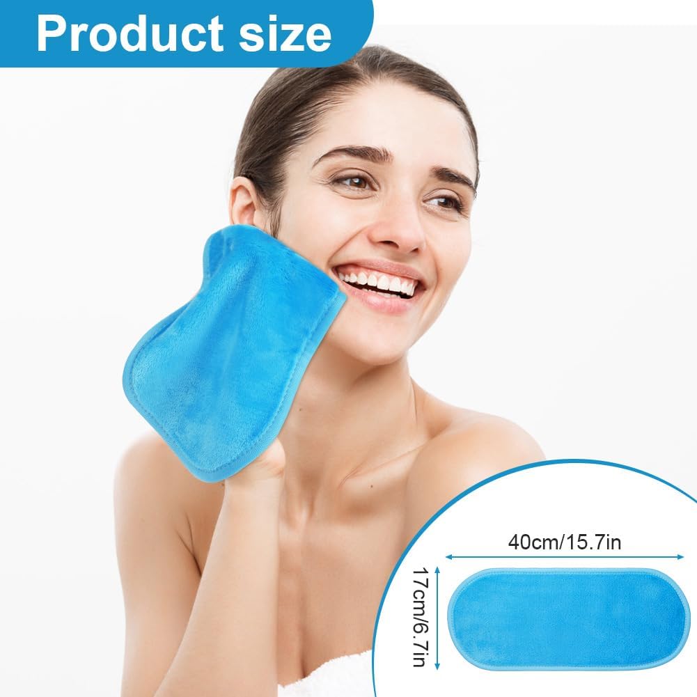 URAQT 5 Pack Face Cloths Make Up Remover Microfibre Face Wipes for Reusable Makeup Remover Cloth Washable Ultra Soft Facial Cleansing Wipe Cloths (Blue/Rose/Red Black/Pink/Green)