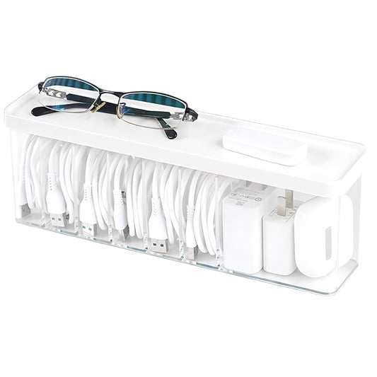 Nkocvew Charger Cable Cord Storage Organizer Box - 1 Pack With Lid - Easy Storage Without Cable Ties