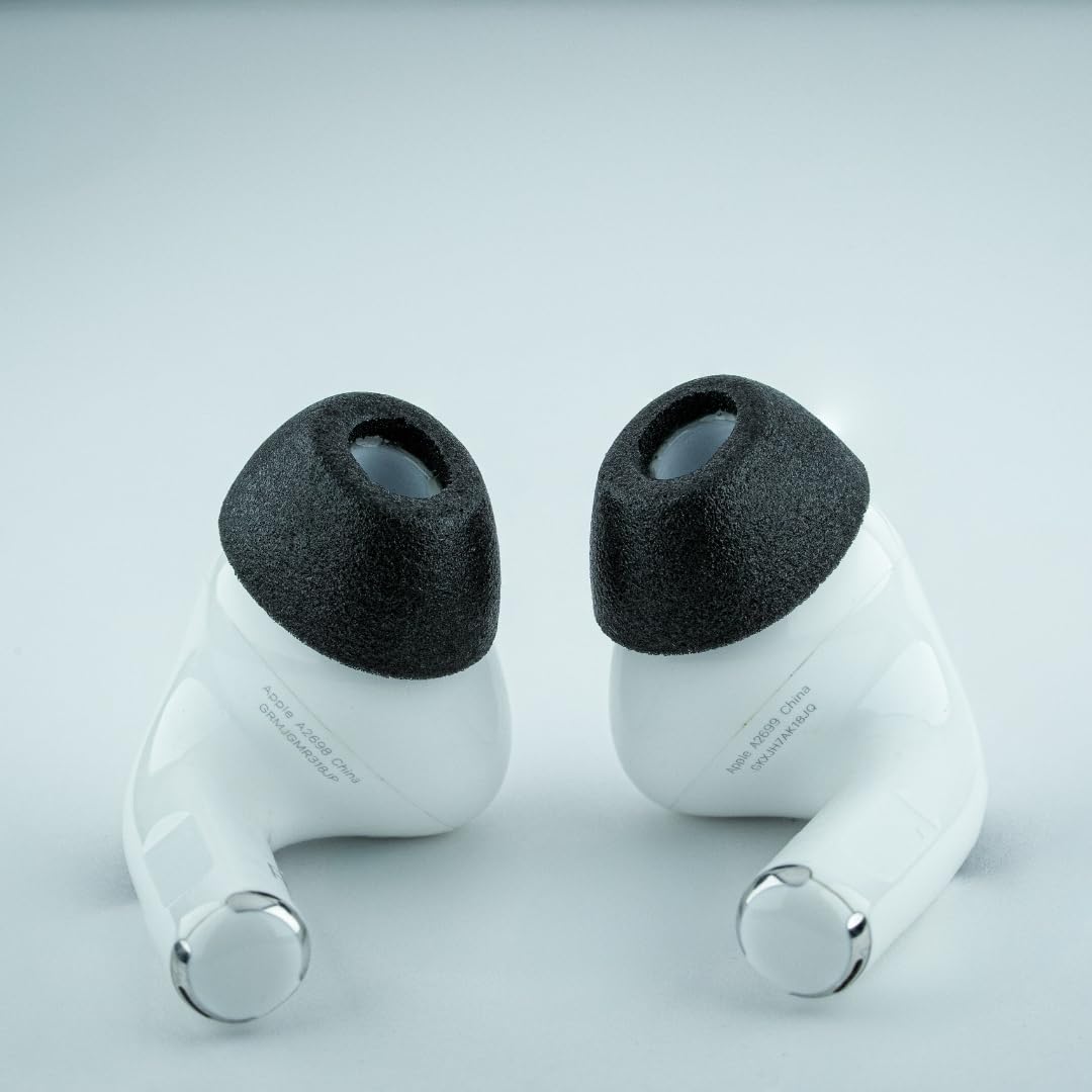 Comply TrueGrip MAX | Premium Memory Foam Replacement Earbud Tips for Apple AirPods Pro 1 & 2 | Long Lasting Comfort, Extreme Durability, Secure Fit, Superior Noise Isolation| Black (Large) (3 Pairs)