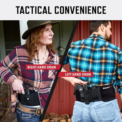 ComfortTac Gun Holsters for Every Day Carry - Ultimate Belly Band Pistol Holster for Men & Women, Belt Compatible with Smith and Wesson, Shield, Glock - Firearm Accessories, Black