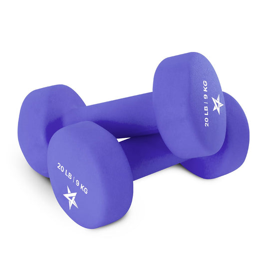 Yes4All 20lbs Pair Non-Slip, Hexagon Neoprene Dumbbells Hand Weights Set for Muscle Toning, Strength Building, Weight Loss (Medium Dark Blue - Pair)