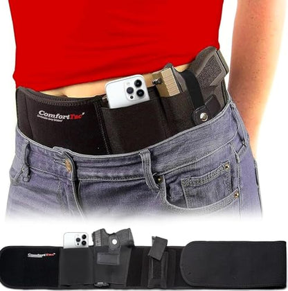 ComfortTac Gun Holsters for Every Day Carry - Ultimate Belly Band Pistol Holster for Men & Women, Belt Compatible with Smith and Wesson, Shield, Glock - Firearm Accessories, Black
