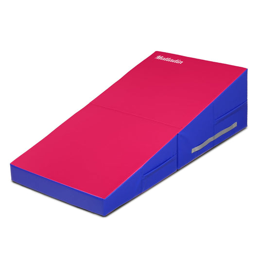 Matladin Incline Gymnastics Mat, 48"x24"x14" Tumbling Mats, Folding Gymnastics Cheese Wedge Mat, Gym Fitness Tumbling Skill Shape Mat for Kids Girls Home Training Exercise (Pink,Dark Purple)
