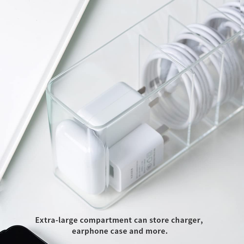 Nkocvew Charger Cable Cord Storage Organizer Box - 1 Pack With Lid - Easy Storage Without Cable Ties