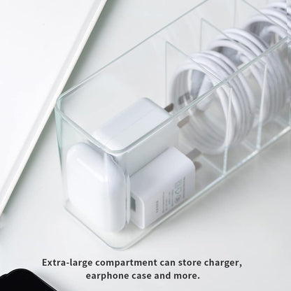 Nkocvew Charger Cable Cord Storage Organizer Box - 1 Pack With Lid - Easy Storage Without Cable Ties