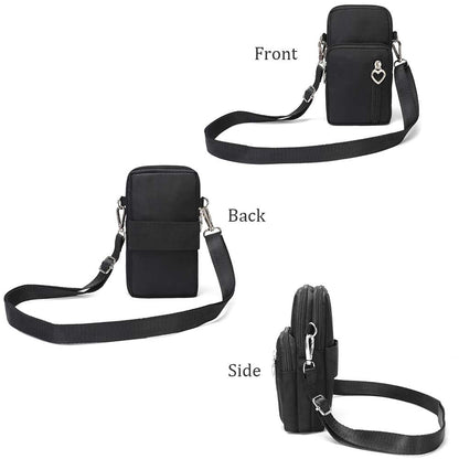 Outdoor Sweat-Proof Running Armbag Cross-Body Shoulder Casual Wallet Purse Crossbody Bag Gym Fitness Cell Phone Key Holder for iPhone 13 12 Pro Max Xs Max/Xr,Galaxy Note 10, P30 Pro,Black