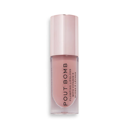Revolution Beauty London Pout Bomb Plumping Gloss, High Shine, Rich Pigment, Soft Tingle Effect, Nude