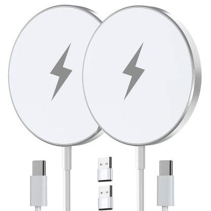 2 Pack Wireless Charger for Magsafe Charger, HYDGYC iPhone Magnetic Charger Pad for 16 Pro Max/16 Pro/16 Plus/16/15/15 Pro/15 Plus/15 Pro Max/14/13/12/AirPods 3/2/Pro 2/Pro(Silver-2 Packs)