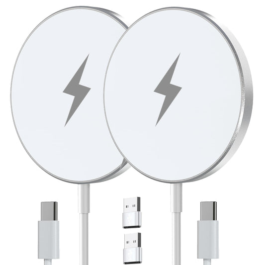 2 Pack Wireless Charger for Magsafe Charger, HYDGYC iPhone Magnetic Charger Pad for 16 Pro Max/16 Pro/16 Plus/16/15/15 Pro/15 Plus/15 Pro Max/14/13/12/AirPods 3/2/Pro 2/Pro(Silver-2 Packs)