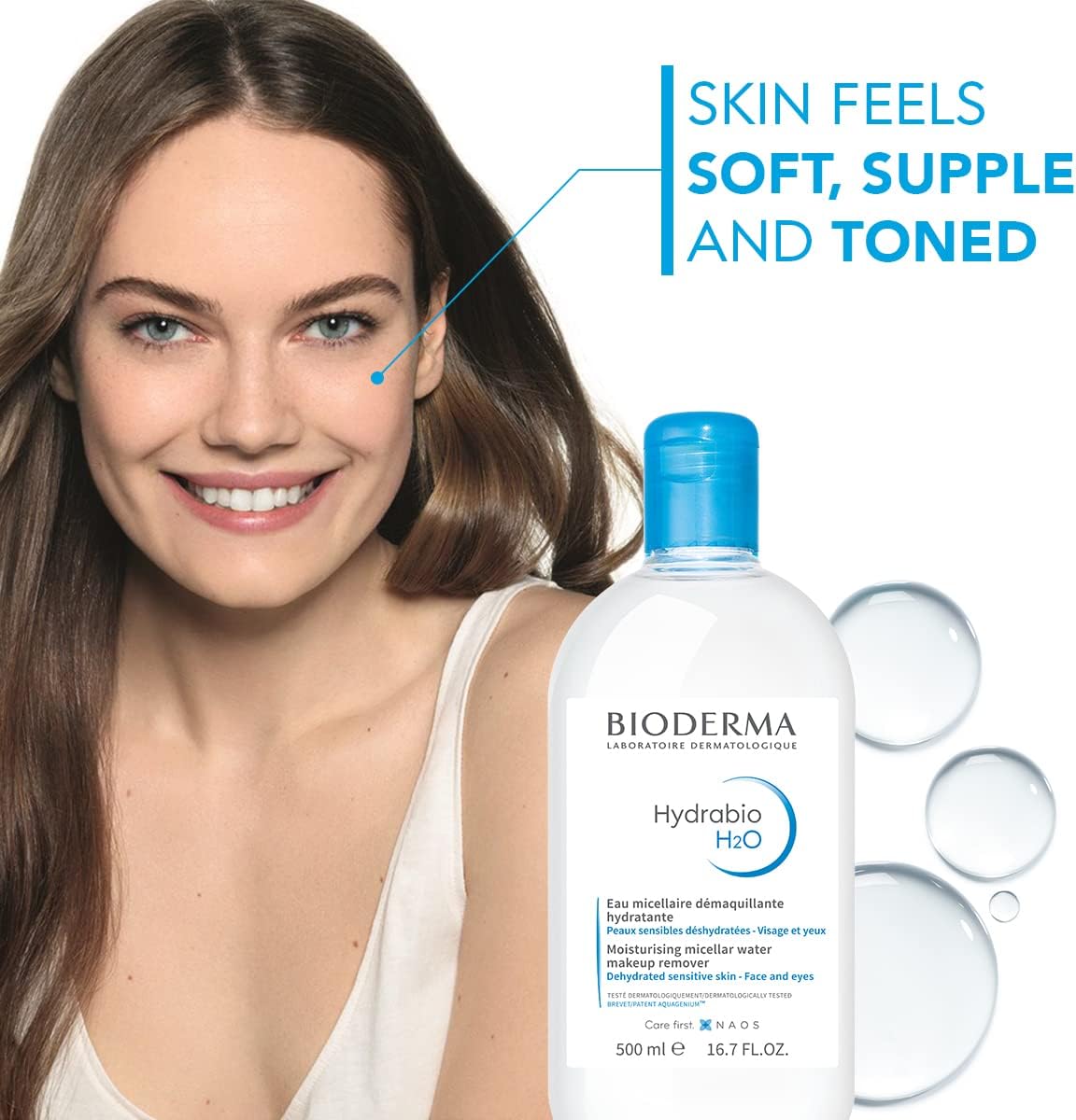 Bioderma Hydrabio H2O Micellar water for dehydrated skin, makeup remover, 500 ml