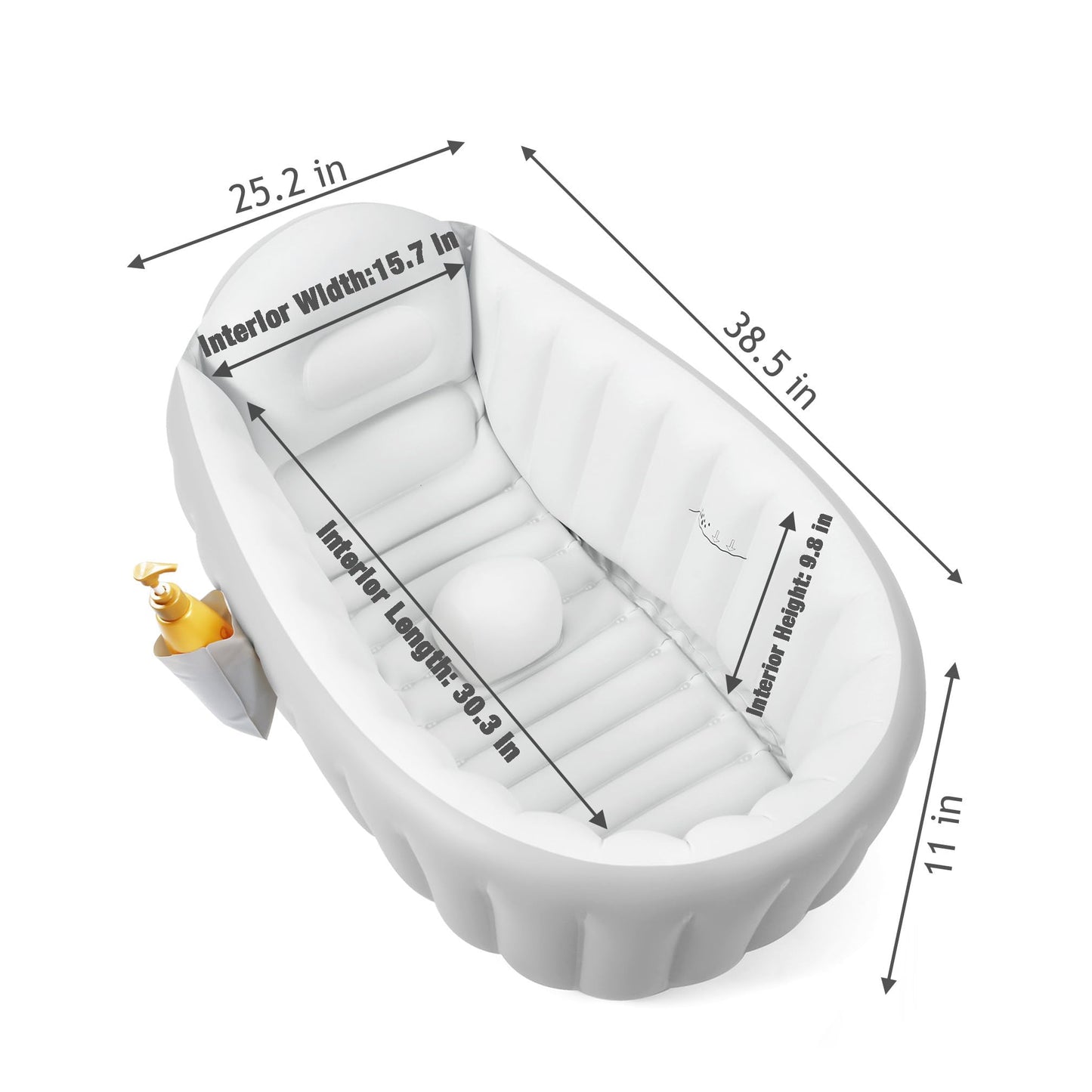 PandaEar Inflatable Baby Bathtub Toddler Tub for Shower, Collapsible Portable Bathtub for Kids, Baby Bath Tub 6-12 Months, Travel Baby Bathtub, Blow Up Tub for Baby with Air Pump
