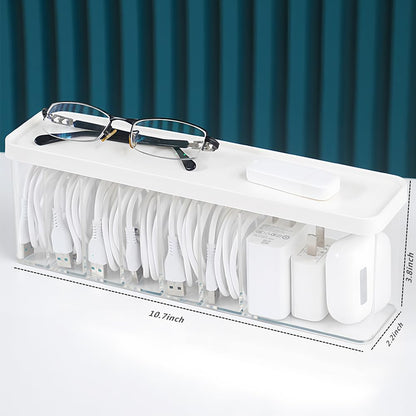 Nkocvew Charger Cable Cord Storage Organizer Box - 1 Pack With Lid - Easy Storage Without Cable Ties